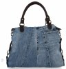 Włoska Torebka Shopper Bag 571 Jeans/Czekolada